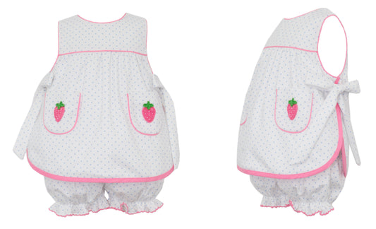 Strawberry Side-Tie Knit Bloomer Set