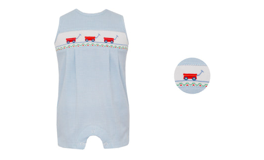 Smocked Wagons Blue Knit Jon Jon