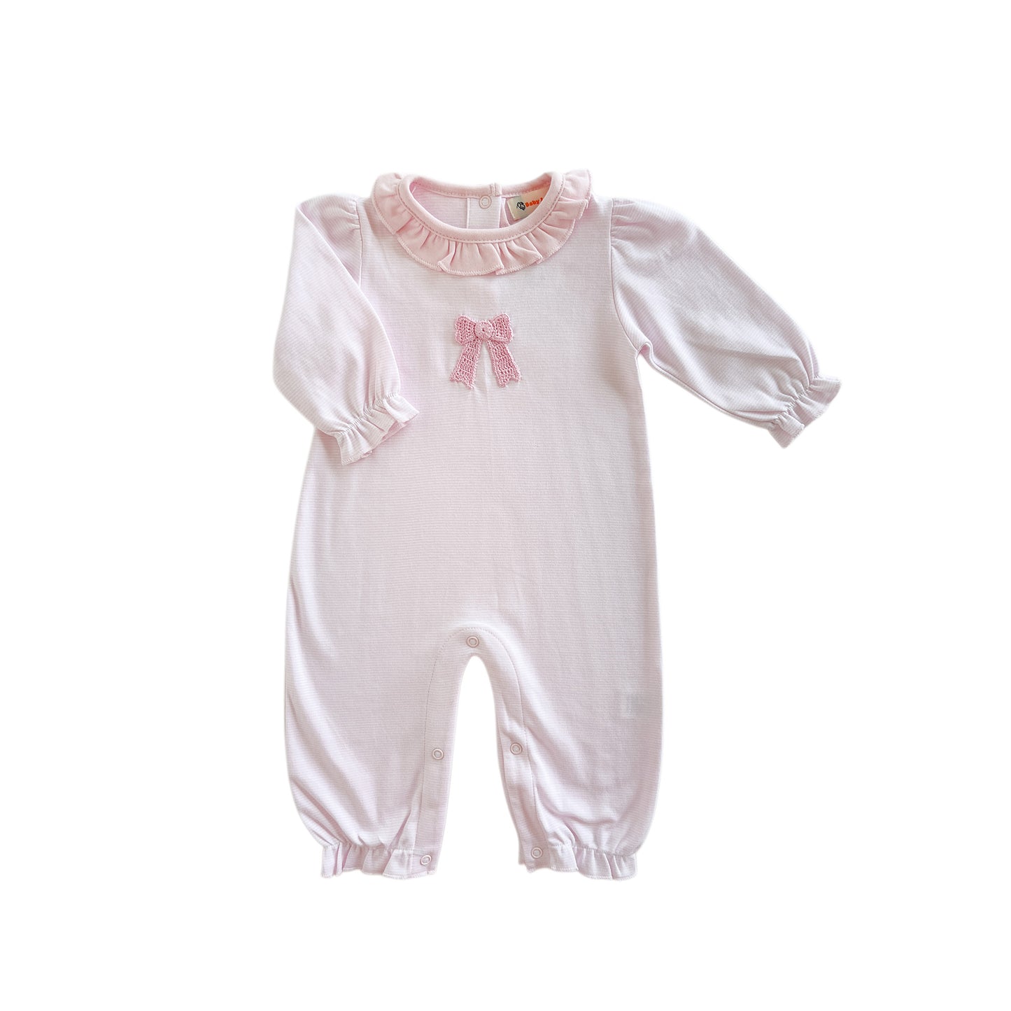 Pink Crochet Bow Romper