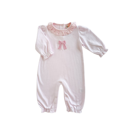 Pink Crochet Bow Romper