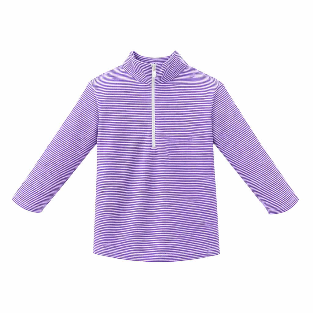 Cooper Knit Zip Up Lavender Bitty Stripe