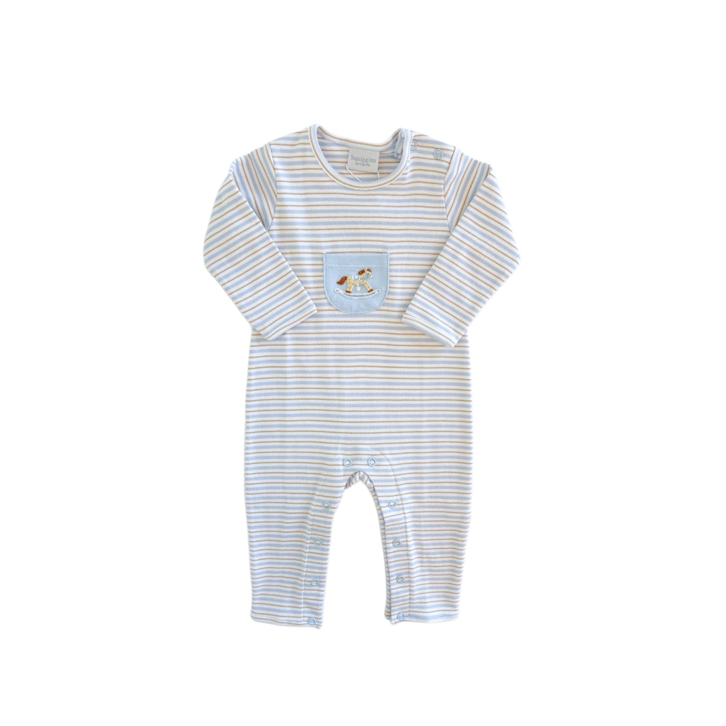 Rocking Horse Pocket Striped Romper
