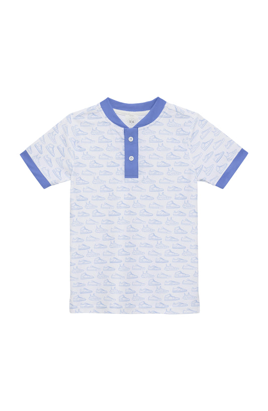 Blue Sneaker Blade Collar Sport Shirt
