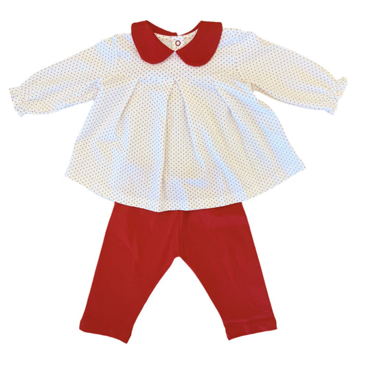 Red Dot Girl Pant Set