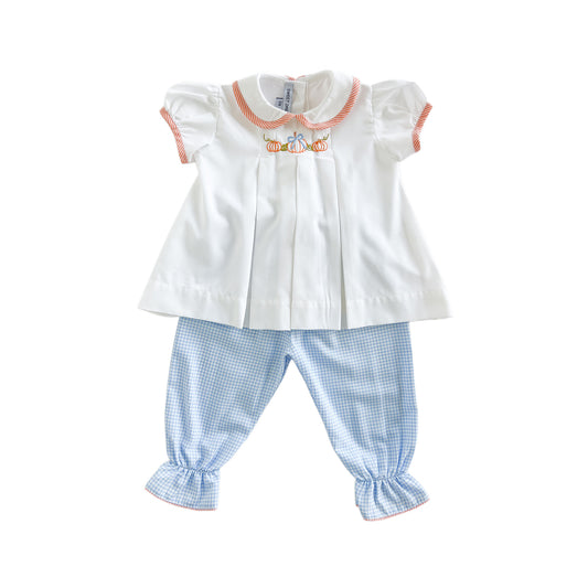Girl Blue Gingham Pumpkin Pant Set