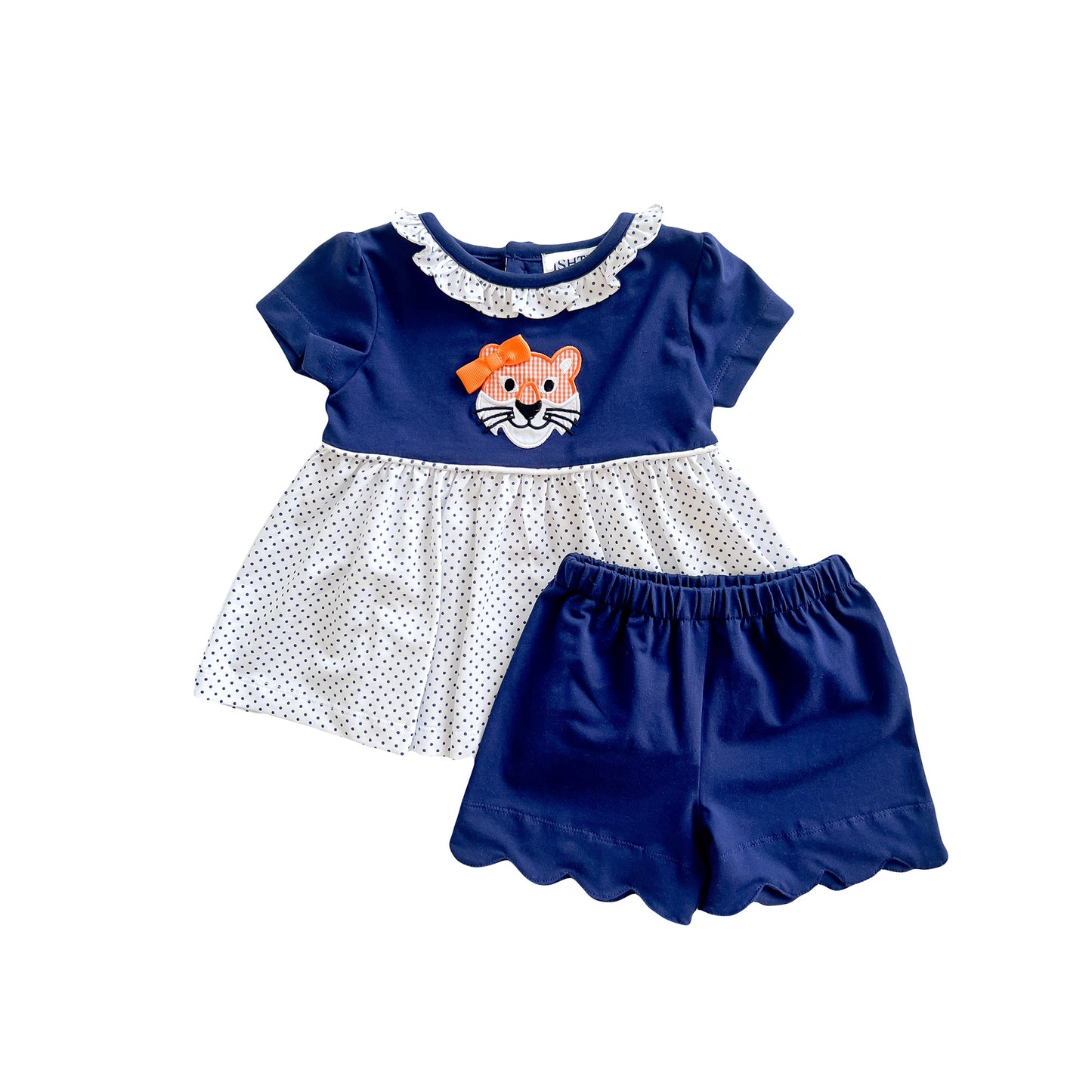 Tiger Navy Dot Tunic Girls Short Set