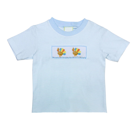Blue Turkey Smocked Boy Tee