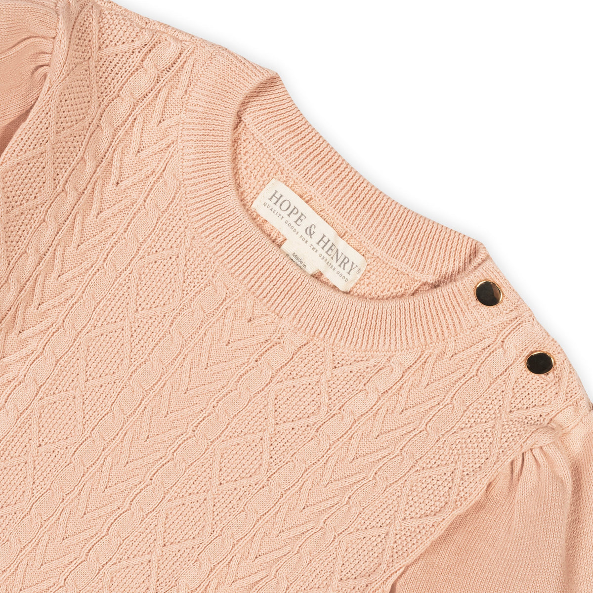 Organic Cable Bodice Sweater Dress - Blush