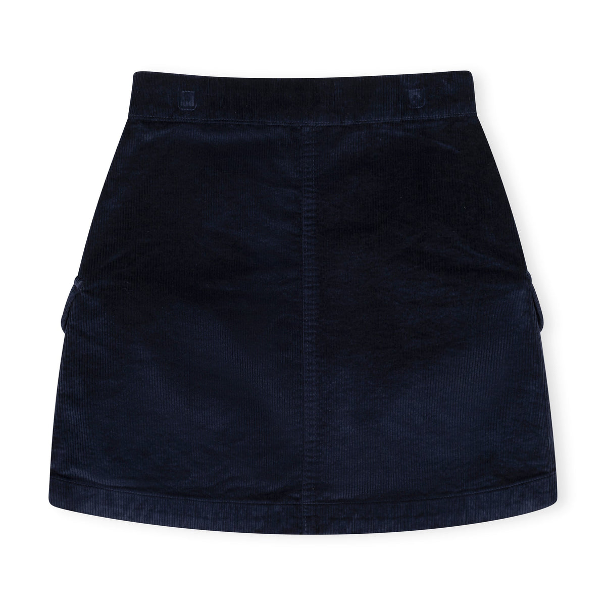 Organic Corduroy Button Front Skirt - Navy