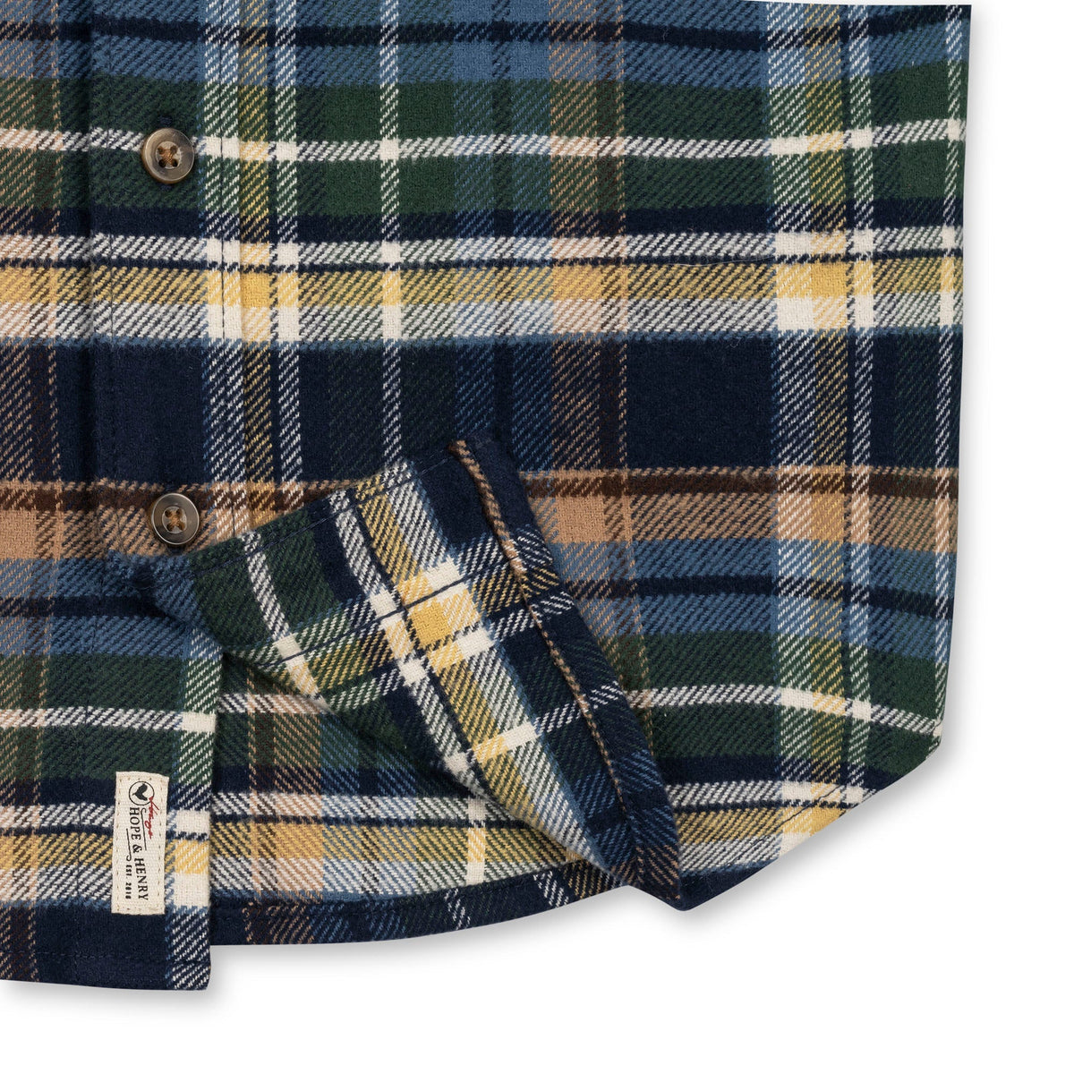 Organic Flannel Button-down - Navy Cottage Plaid