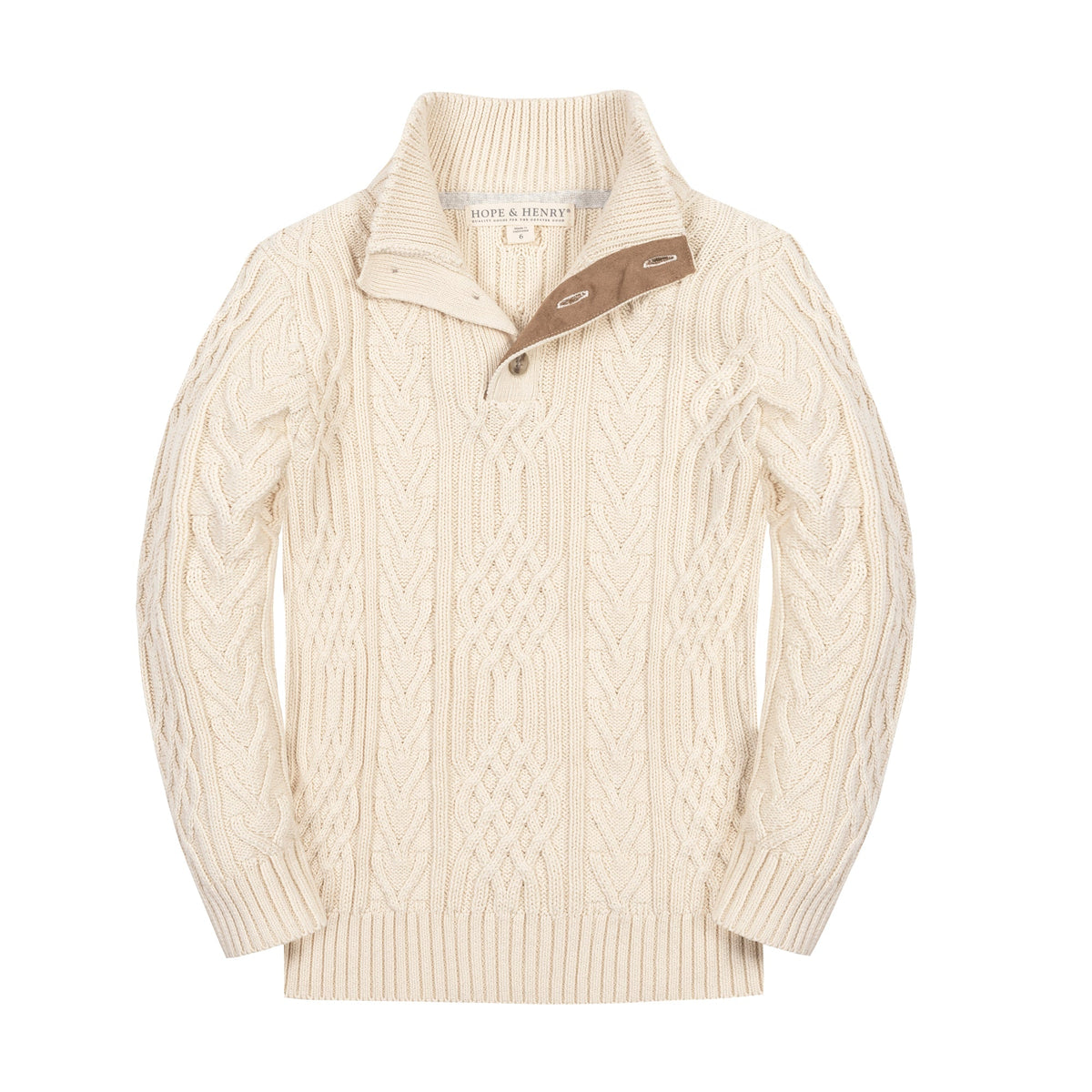 Organic Mock Neck Cable Sweater - Ivory