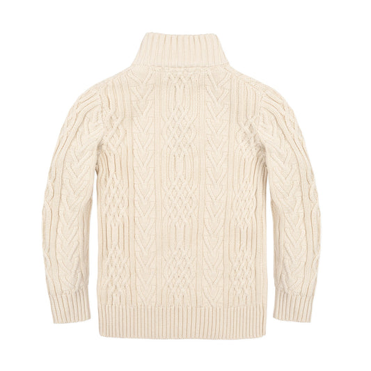 Organic Mock Neck Cable Sweater - Ivory