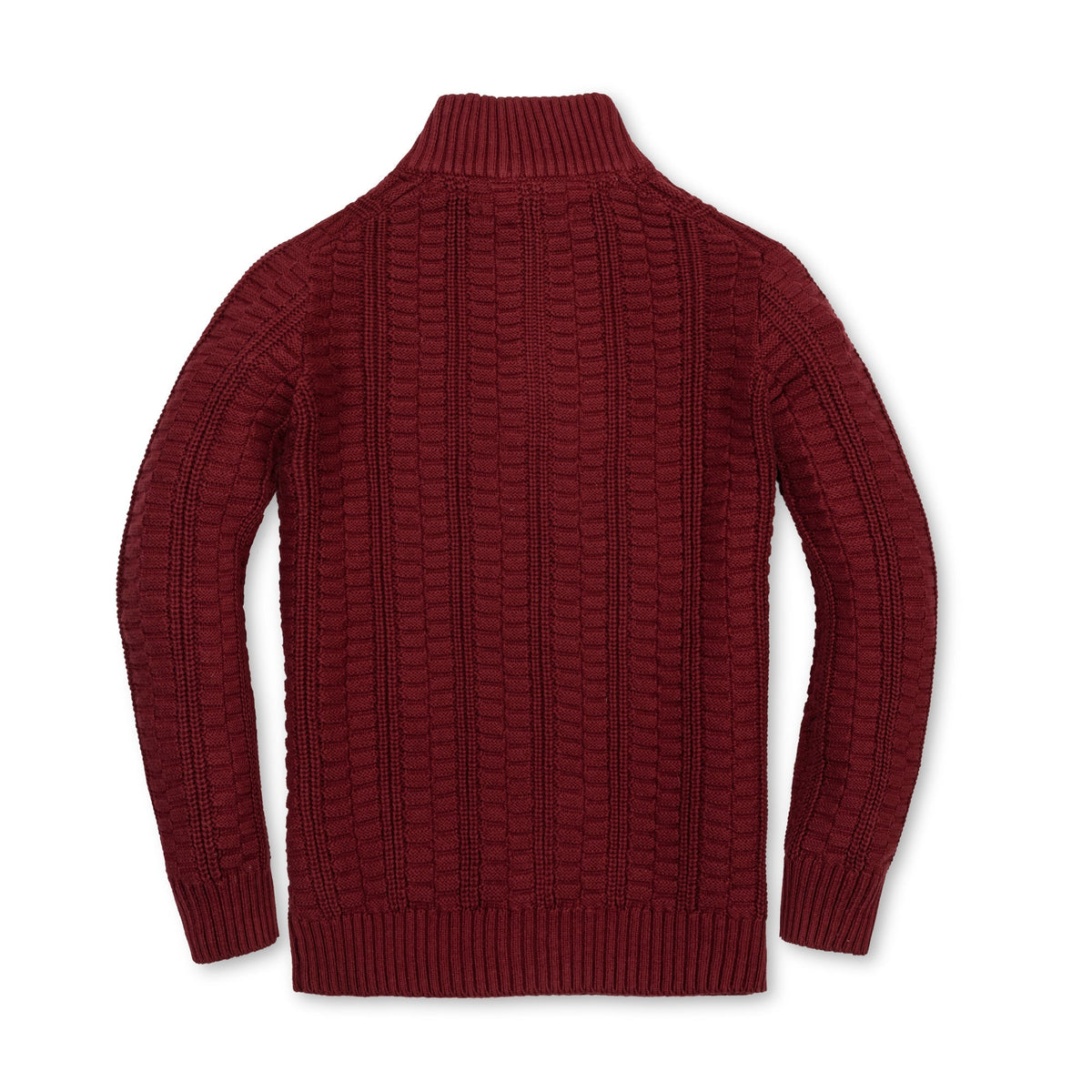 Organic Half Zip Cable Sweater - Oxblood