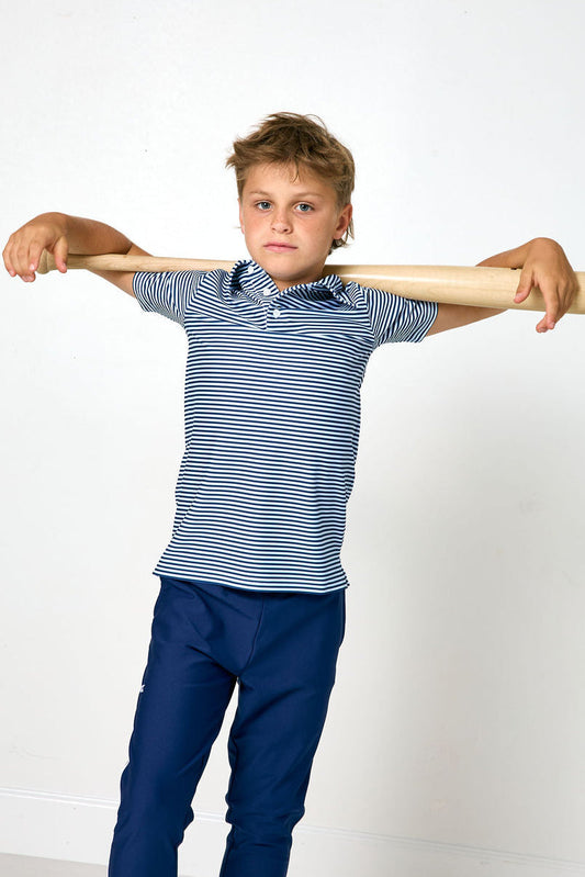 Navy/White Thin Stripe Polo Shirt