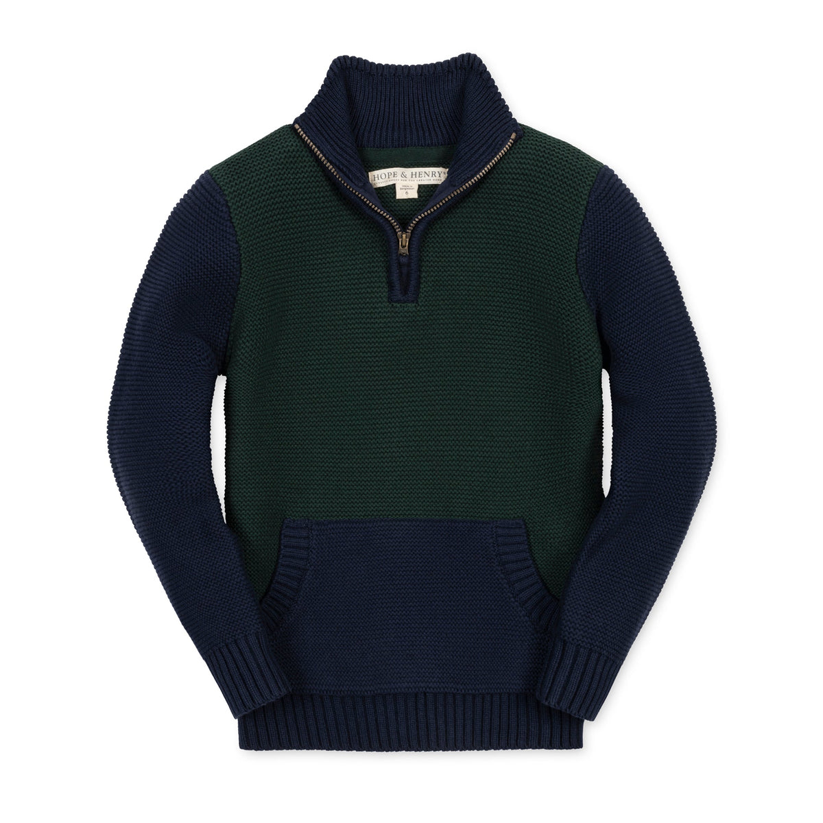 Organic Kanga Zip Sweater - Navy & Green