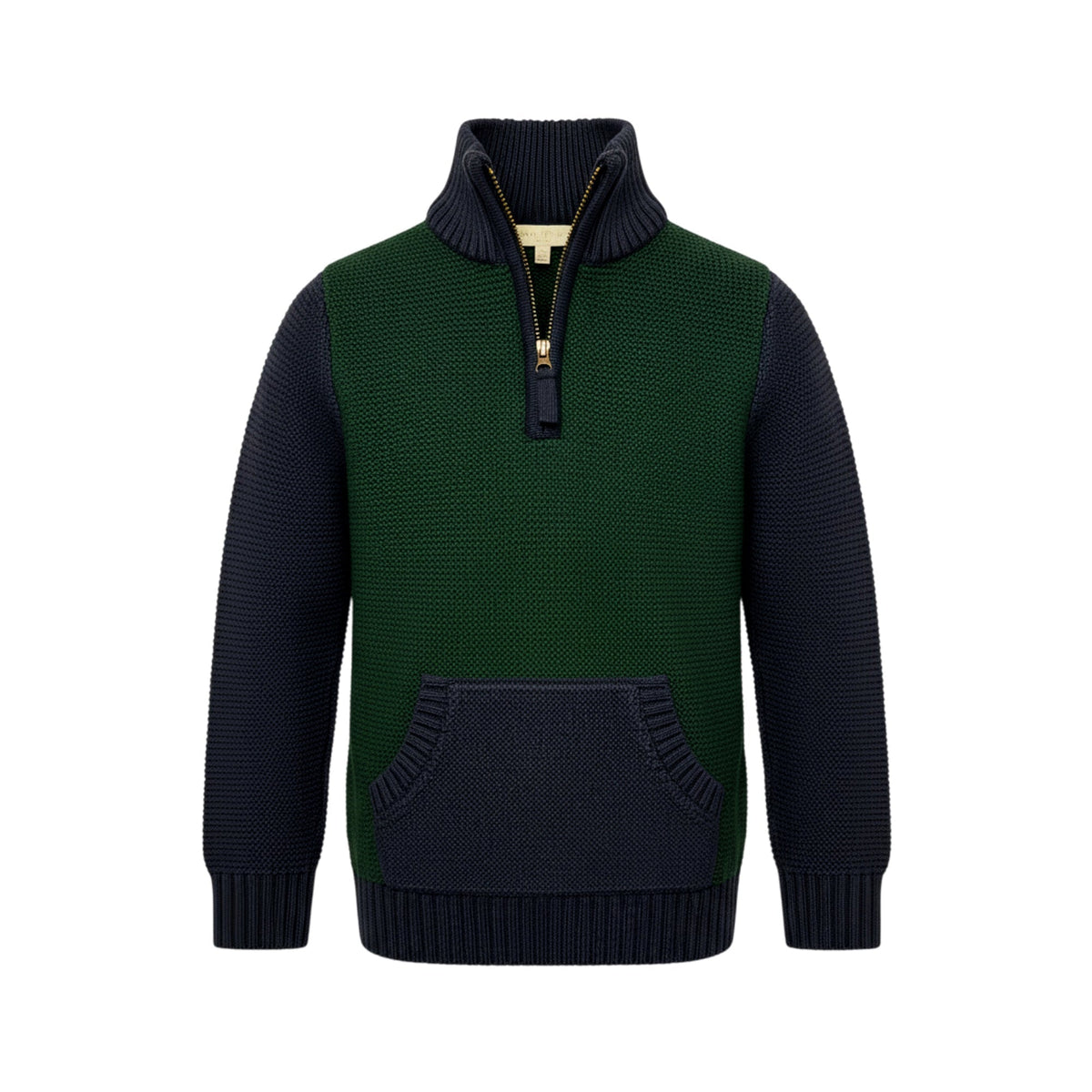 Organic Kanga Zip Sweater - Navy & Green