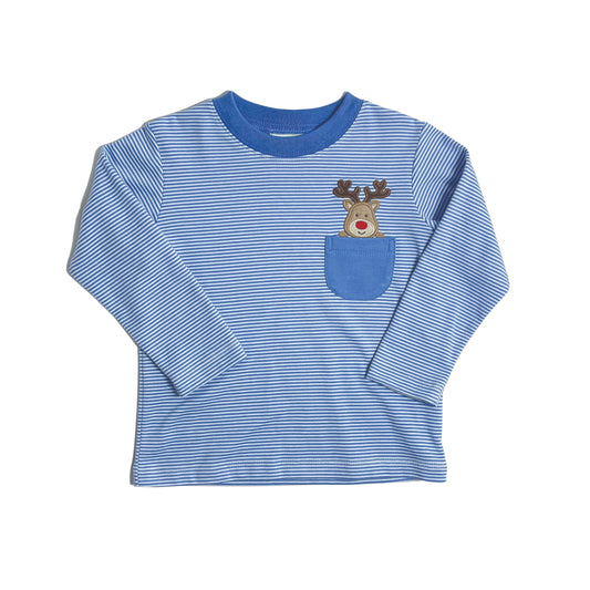 Blue Reindeer Pocket Tee